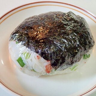 シーサラダと葱の海苔巻きおにぎり